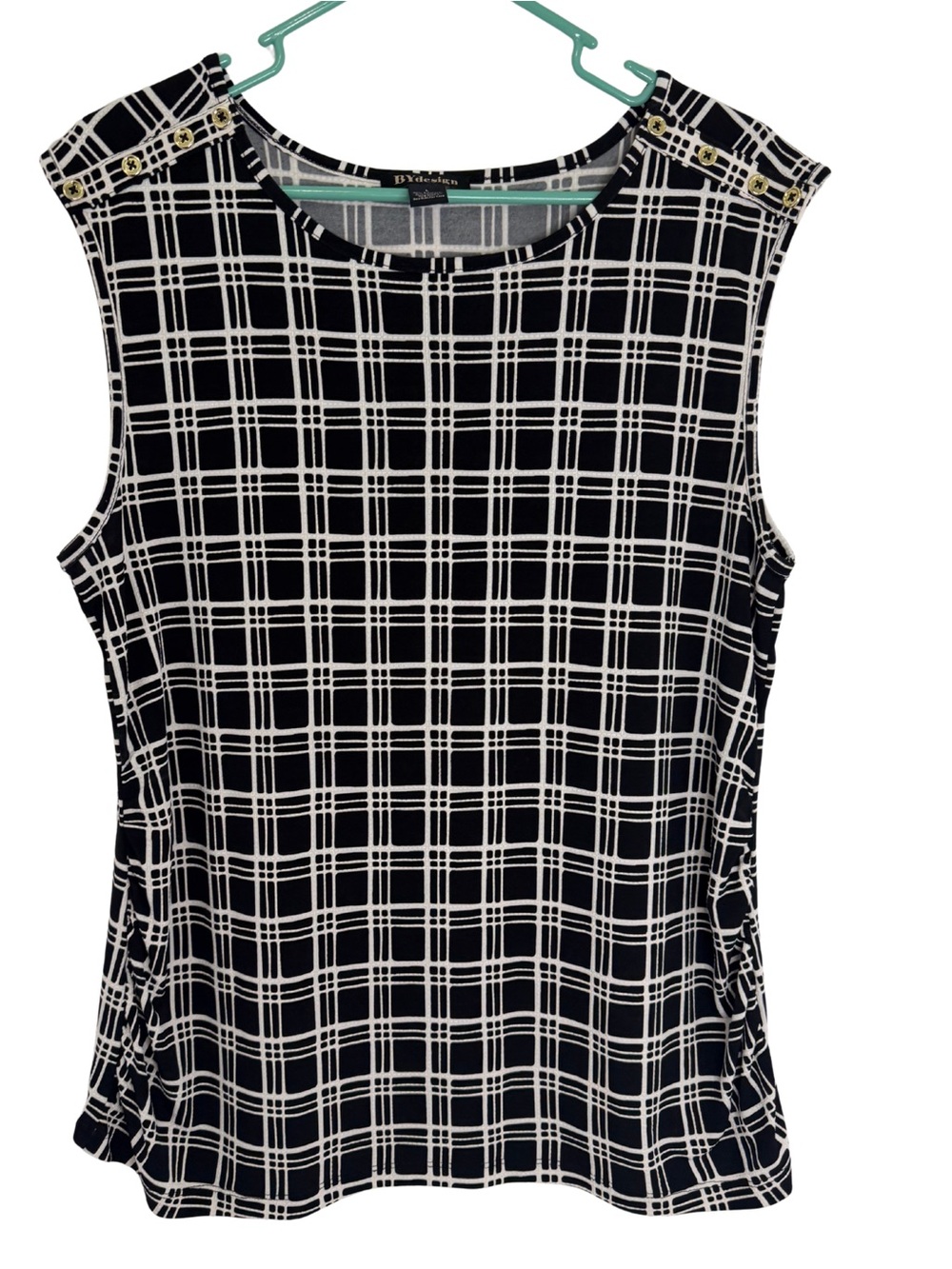 3/$20 By Design Black Plaid Sleeveless Tank Top Blouse